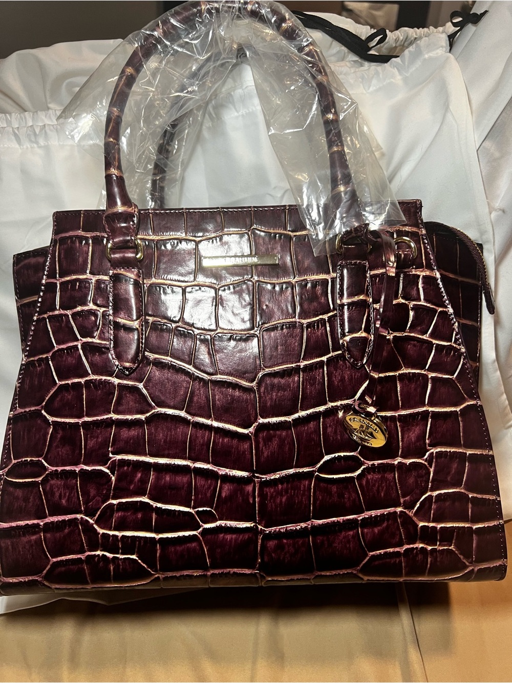 Brahmin Priscilla Satchel Port Volition Genuine Leather